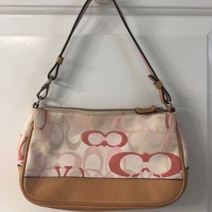 Coach, Signature Logo Cream and Pink Mini Bag